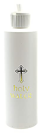 HYROOY Botella vacía de agua bendita blanca con bloqueo dorado, contenedor religioso de Pascua para fiesta, decorativo, 250 ml