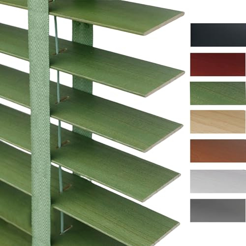 Genérico Persianas Venecianas De Madera Maciza Natural 30cm 45cm 60cm 75cm 90cm 100cm 105cm 120cm 135cm 150cm 160cm Persianas Horizontales Blackout Impermeables Cortinas De Privacidad(Verde)