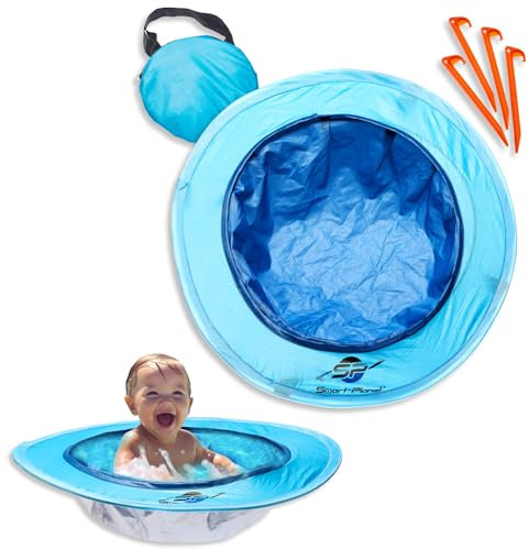 Smart-Planet Piscine Pop-Up pour Bébé, Bleu, 70 x 70 cm, 20 x 50 cm (Assise H x L), Pataugeoire de Plage Indéchirable, Sac de Transport Inclus