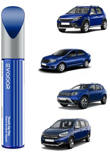 EVOOOR (RQH Bleu Iron retouche de peinture automobile pour Dacia, Réparation des rayures pour voiture, Solution rapide et facile pour la réparation