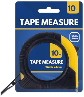 10m x24mm Self-Locking, Retractable Tape Measure, Metric Measuring Metres, Ideal for construction work, office use and much more- 10m