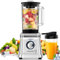 Howork Frullatore Elettrico 1200W Blender Frullatore 1.6L Frullatore Smoothie, 2 Velocità + Funzione Impulso, 6 Lame in Acciaio Inox, Con Tazza e Spazzola da 400ml (Argento)