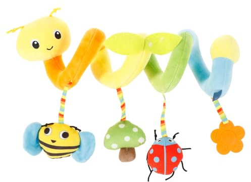 Jokapy Poussette pour bébé - Jouet en spirale suspendu pour bébé - Jouet en peluche avec hochets - Appareil BB coloré - Enfant en peluche - Pour siège auto, poussette, lit d'enfant (chenille)
