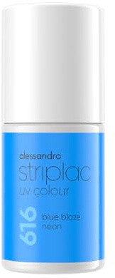 alessandro Striplac UV- Nagellack Blue Blaze Neon- Deckend & Kratzfest bis zu 15 Tage - Leichtes Auftragen - Schonende Abziehtechnologie - Vegan - 6,5ml
