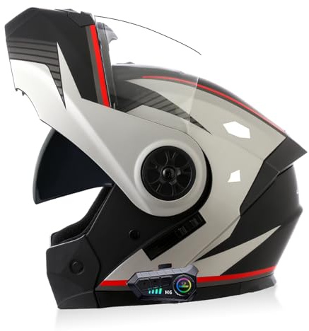 ZHTBATE Casco Integrato Apribile con Interfono Bluetooth - Modulare per Uomo E Donna con Doppia Visiera - Integrale Crash Omologato ECE