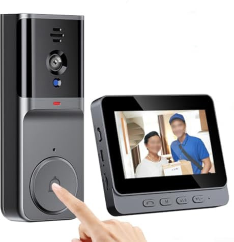 1080P Wireless Video Doorbell No WiFi Needed With Display Screen 2 Way Audio Doorbell Camera Monitor Waterproof No Subscription