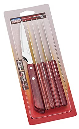 Tramontina Chuletero - Set di 6 coltelli da Bistecca/Pizza, in Blister, Colore: Nero Chiaro, 10,2 cm