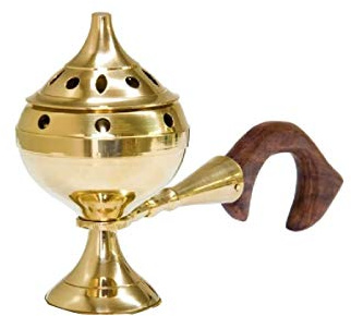 Incense Burner for Purifying, Cleansing, Healing, Metaphysical, Meditation and Wicca (5 Brass Censer Burner with Handle)