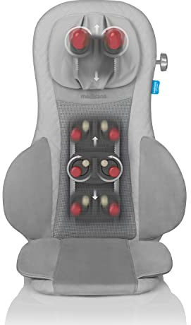 medisana MCG 820 Gel-Shiatsu-Massagesitzauflage, Massagegerät mit Wärmefunktion, 3 Intensitätsstufen, 4 rotierende Gel-Massageköpfe, Pflegeleicht, Massagesitzauflage für Nacken und Rückenmassage, Grau