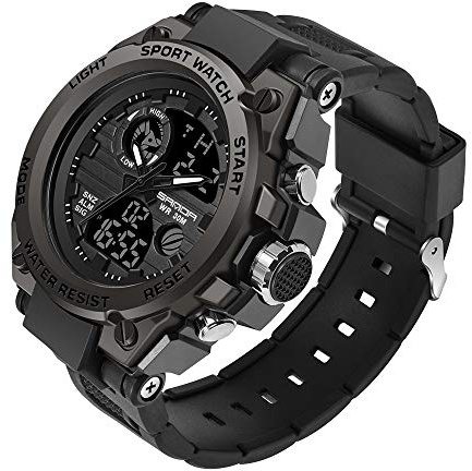 KXAITO Men's Watches Sports Outdoor Waterproof Military Watch Date Multi Function Tactics LED Alarm Stopwatch (26_Black)