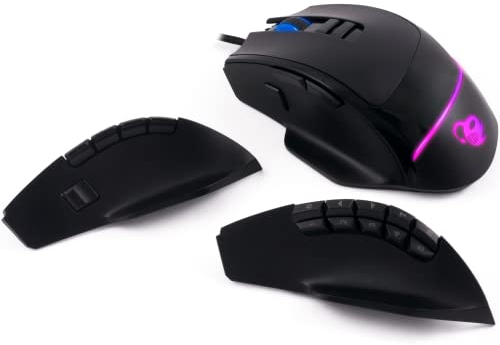 CoolBox Deep Gaming ProSwap Souris modulaire USB avec 3 panneaux latéraux interchangeables (3, 5 et 10 boutons), lumière RGB, capteur optique, 500FPS, 100IPS, 1000Hz, commutateurs Huano, poids réglable Noir M