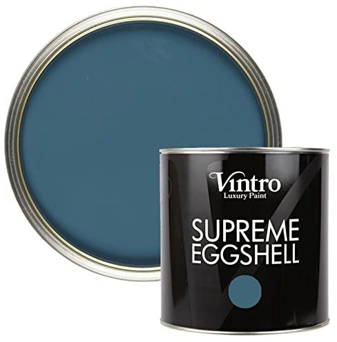 Vintro Paint | Eggshell Paint | for Walls | Wood | Trim | Satin Furniture Paint | Interior & Exterior Use. (French Navy - Blue, 2.5 Litres)
