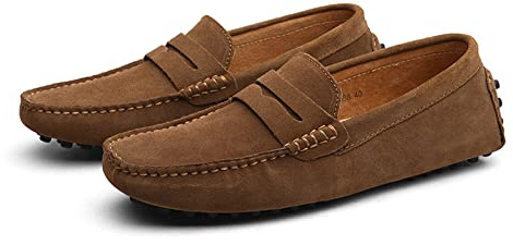 LZQpearl Mocasines Penny para Hombre, Zapatos Planos De Moda De Cuero De Gamuza para Hombre, Pantuflas De Mocasín Informales para Cubierta De Barco para Adultos Y Adolescentes Unisex