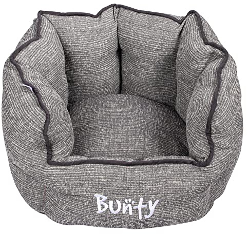 Bunty 'Regal' Dog Bed, Medium - Luxury Dog Sofa Bed Basket - Warm, Calming, Cosy, Bolster Walls, Washable - Removable Cushion - Made in UK - Medium, Grey