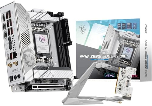 MSI MPG Z890I EDGE TI WIFI Motherboard, Mini-ITX - Supports Intel Core Ultra Processors (Series 2), LGA 1851-110A SPS VRM, DDR5 Memory Boost (8600+ MT/s OC), PCIe 5.0 x16, M.2 Gen5, Wi-Fi 7, 5G LAN