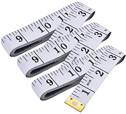 Metre Ruban, Mètres à Ruban pour Couturier 150CM/60IN Mètre Ruban Couture pour Mesurer le Corps, Blanc 3 Pièces