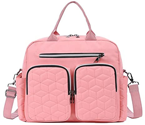 Sac à Langer Grand Capacité pour Bébé - Sangles de Poussette, Bretelles pour Maman ou Papa - Fourre-tout de Maternité (Rose)