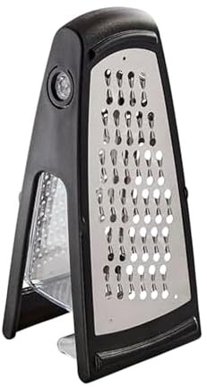 Farberware Professional Stainless Steel Grater with Container, Coarse and Fine Blades, Nonslip Base, Easy-Grip Handle, Dishwasher Safe