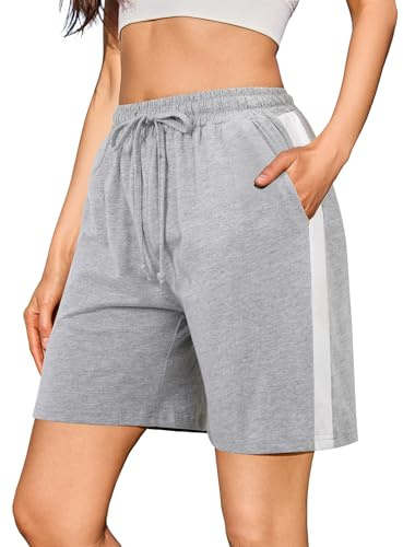 Litherday Shorts dam, korta byxor, bomull, hög midja, sportbyxor, korta, sportshorts, joggingbyxor med fickor för fitness, löpning, gym