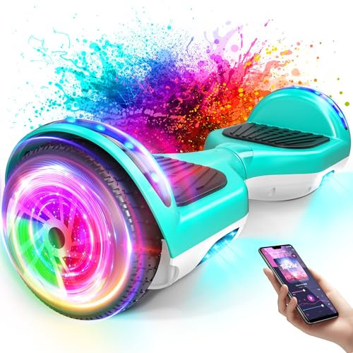 6,5Zoll Scooter, selbstbalancierendes Hoverboard mit Bluetooth-Musiklautsprecher und LED-Licht, Geschenke für Kinder