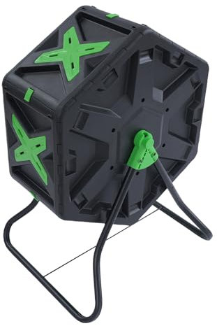 Bac à compost à chambre unique - 70 l - Grande capacité - Rotation à 360° - PP et fer - Avec mélangeur - Pour déchets de cuisine, plantes, feuilles, paille