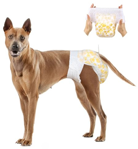 Dono Hundblöjor kvinna med full inslagen stretchig midja, 24 st, värmebyxor för hund engångsbruk, hundblöjor, superabsorberande läckagesäker, blöjor för hundar med värme, period, inkontinens, träning