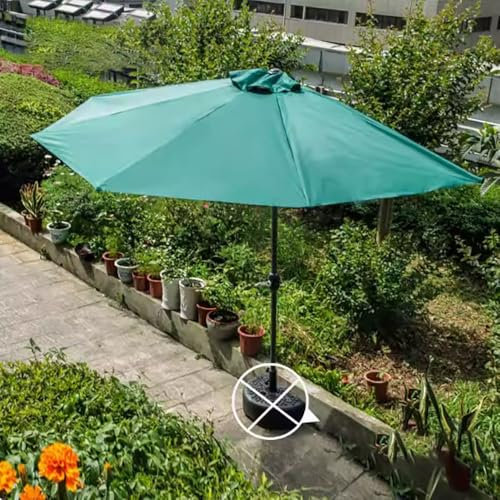300 cm grönt väggmonterat parasoll för uteplats, halvcirkulärt marknadsparasol med kran, UV-skydd för balkong, terrass, trädgård, pool, utomhusbruk