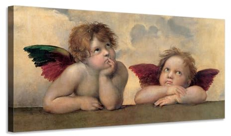 Generico Raffaello – Due angeli dalla Madonna Sistina – quadro stampa su tela con telaio in legno - 120x60 cm