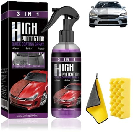Spray Nano Anti Rayures, 3 En 1 Protection, Anti Rayure Voiture Carrosserie, Spray Anti-Rayures - Verre Liquide Carrosserie, Brillance & Protection Longue Durée (1)