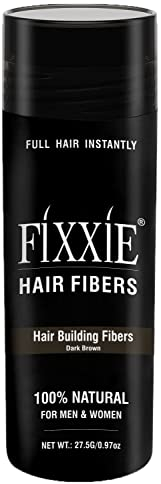 FIXXIE Hair Fibres DARK BROWN for Thinning Hair 27.5g Bottle, Hair Fibre Concealer for Hair Loss for Men and Women, Naturally Thicker Looking Hair with Keratin Hair Fibers.
