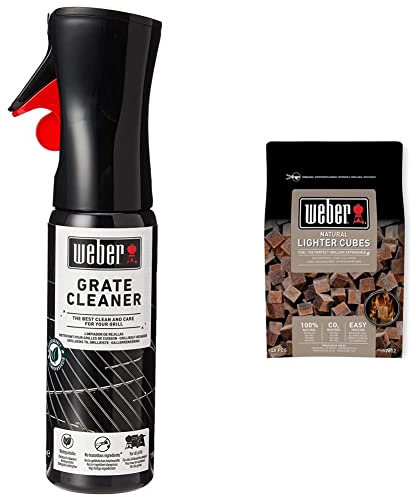 Weber 17875 detergente per Griglie, Nero & 17612 Cubetti accendifuoco 48 pastiglie sul marrone