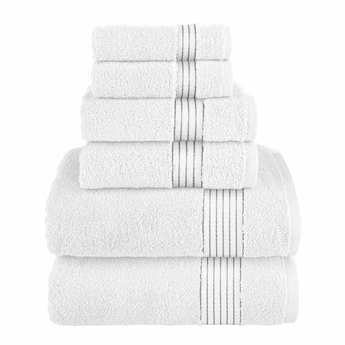Elegant Comfort Juego de 6 Toallas de algodón, Incluye 2 paños, 2 Toallas de Mano y 2 Toallas de baño, 100% algodón Turco, Toallas Altamente absorbentes y súper Suaves para baño, Color
