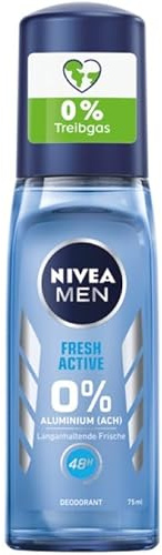 NIVEA MEN Fresh Active Deodorant atomizer, deodorant med unik heminredning. IFRESH-formel och havsextrakt, deodorant utan aluminium (ACH) för 48h effektivt deodorantskydd (75 ml)