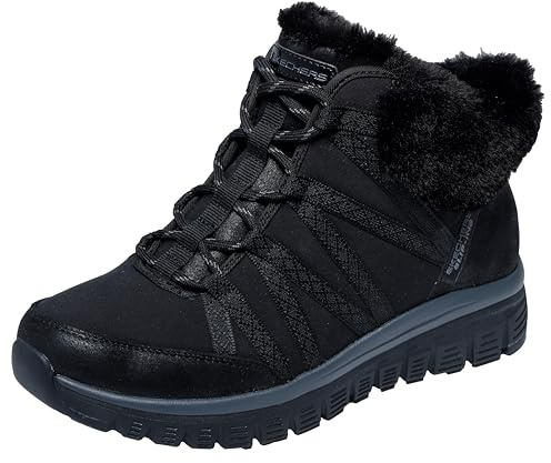 Skechers Womens Graceful Cozy Strolls Hiking Boot, Black Nylon Webbing Faux Fur, 5 UK