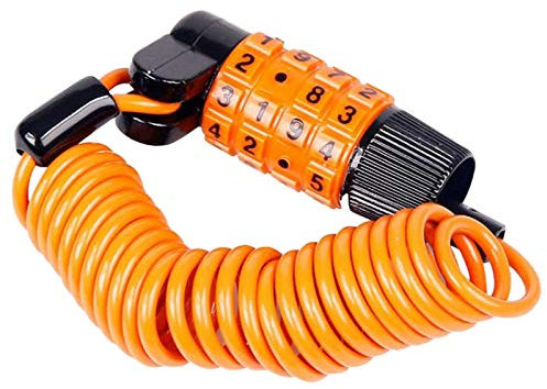 TsoLay Fahrrad-Zahlenschloss, tragbar, 4-stellig, Rennradschloss, Codes, wechselbar, kompakt, 1,2 m Kabel, Zinklegierung, Orange