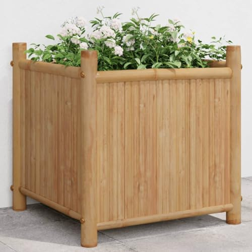 Hovothy Pot de fleurs pour balcon, bac à plantes, parterre d'herbes aromatiques, parterre de fleurs, parterre de fleurs, parterre de plantes, terrasses, jardinières pour l'extérieur, marron, 40 x 40 x