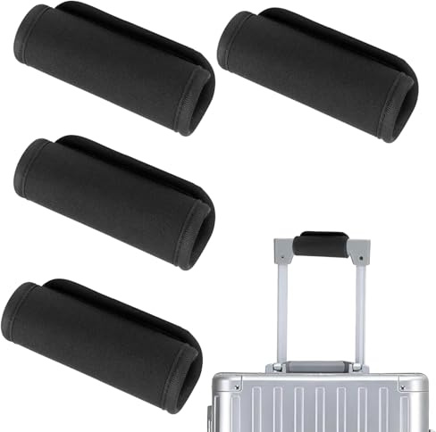 4 fundas de asa de equipaje para maleta, fundas suaves y cómodas para asa de bolsa de viaje, etiquetas de equipaje identificadores, asas de accesorios de viaje (negro)