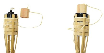 Dixiestore Torches en bambou de qualité supérieure – Réutilisables, pour jardin, mariages et promenades en traîneau – 150 cm – Capacité 500 ml – Combustion pendant 9 à 12 heures – Bambou et fer – x3