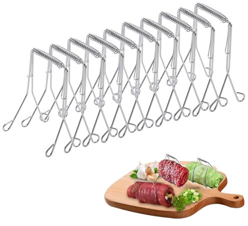10 Stück Rouladenklammern,Rouladenklammern aus Edelstahl Wiederverwendbar,Küchenzange Salatzange,Roladenklemmen für Fleisch und Kohlrouladen,Ostern DIY Bastelgeschenke