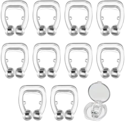 EIROVYA Pinzas nasales magnéticas antirronquidos, dispositivos antirronquidos, solución antirronquidos cómoda y profesional, que le ayudan a respirar y dormir mejor, 10 unidades