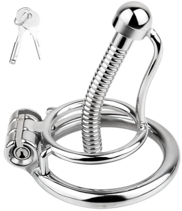Cage de Chasteté Pénis avec Dilatateur Cage Chastetée en Acier Inoxydable avec Serrure Cachée et 2 Clés pour Homme Pénis Bondage Sex Toys Chastity Cage en Métal est Ventilée et Respirante (40mm)