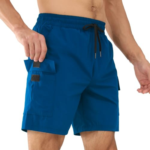 Superora Hombres Cargo Pantalones Cortos Transpirables de Secado Rápido y Elásticos de Corte Relajado Shorts para Deporte y Tiempo Libre,Utilitarios de Trabajo con Múltiples Bolsillos