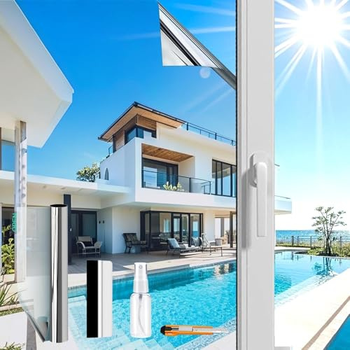 (Plata 110 x 600 cm) UV Protector de pantalla | Lámina de espejo para ventana protección contra el calor | Lámina de espejo autoadhesiva sin dejar residuos | Protector solar para ventana interior o
