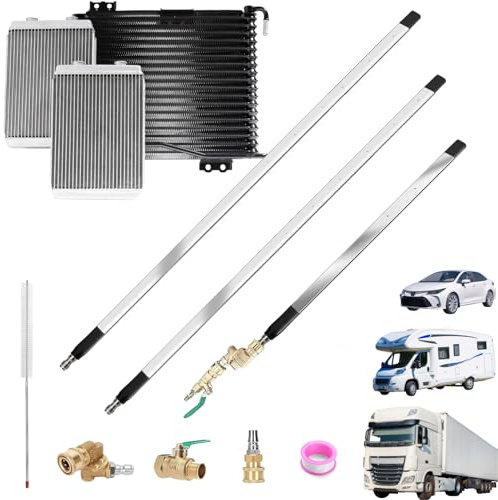 Jorivel 3-Piece Set Radiator Cleaning Wand 47, 40 & 24 - Stainless Steel 4500 PSI Dual Water/Air Radiator Cleaner w/Pressure Washer Gun Adapter, Brush & Tips for Cars, Trucks, RVs, Heavy Equipment