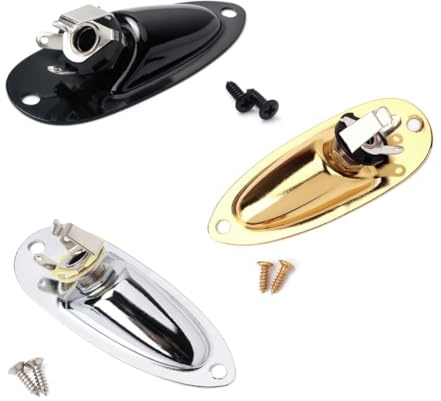 BESPORTBLE Boat Shaped Guitar Jack Socket Copper Jack for Electric Guitar Input Output Plate Plug Black