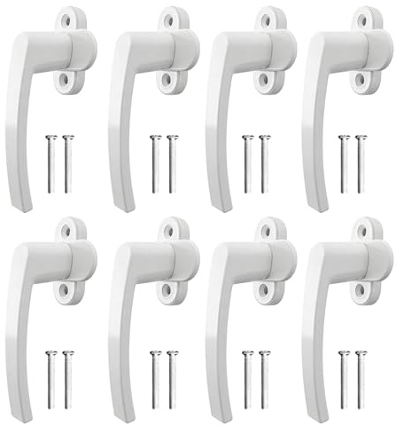 Set di 8 Maniglie per Porte Finestre, Bianco Maniglia Porta, Maniglia Porta Finestra in Alluminio, Maniglia per Finestra Installazione Semplice Maniglia per Finestra, Porte del Balcone e Terrazze