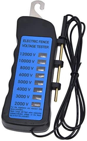 Nikou Tester di Tensione per Recinzione Elettrica, Tester per Recinzioni Al Neon da 12 kV, 2000 a 12000 V, Recinto Elettrico Misuratore di Tensione con 8 Lampade, per Aziende Agricole da Giardino