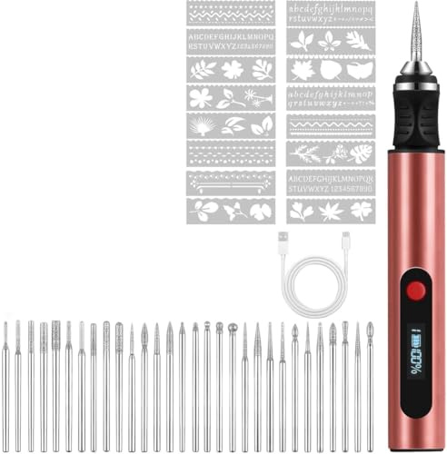 ISTOVO Bolígrafo de Grabado Inalámbrico con 30 Puntas, Bolígrafo de Grabado Eléctrico, Kit de Herramientas de Grabado DIY para Tallar Cuentas, Vidrio y Plástico.