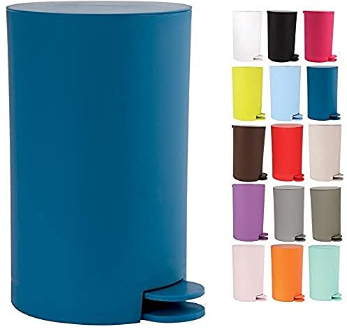 MSV, Poubelle à cosmétiques Modèle Osaki, 3 litres, Couvercle, Poubelle à Pédale pour Toilettes Salles de Bain, Compact, Petit Espace, avec Récipient intérieur Amovible, Bleu