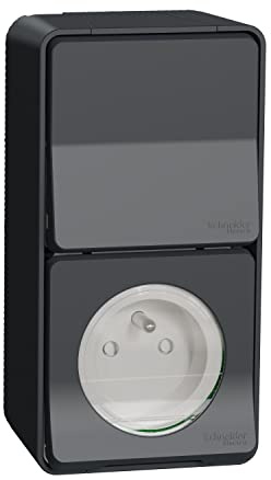 Schneider Electric - Mureva Styl - Prise courant 2P+T+va et vient verti. - saillie - IP55 IK08 - gris - MUR36025